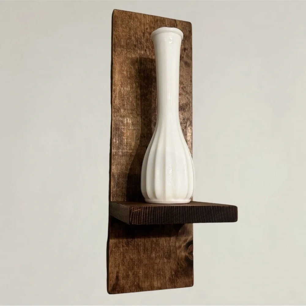 Modern Shape Rustic Pine Wooden Shelf